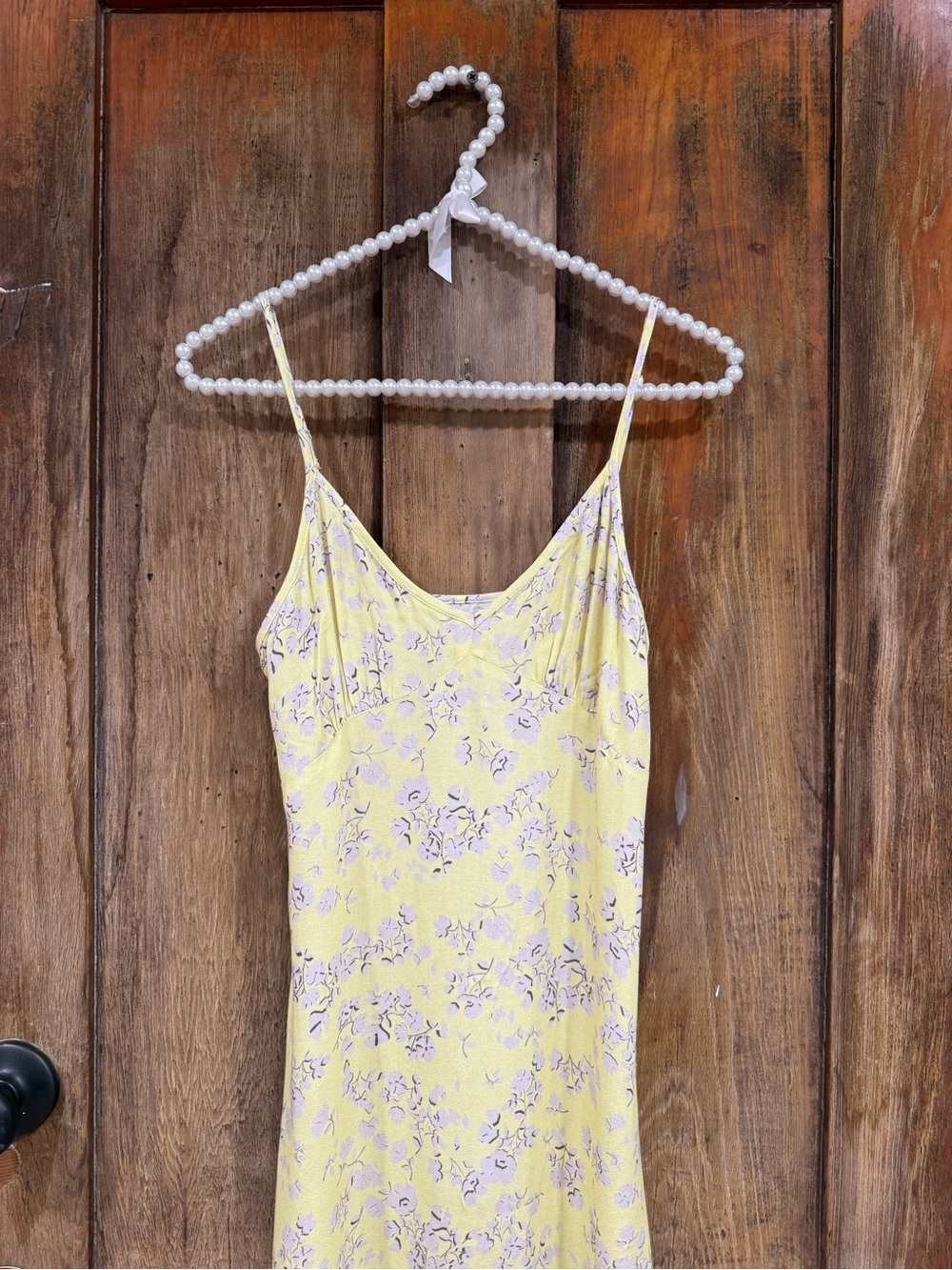 Anthropologie Lemon Yellow Floral Slip Midi Dress - Picture 5 of 7